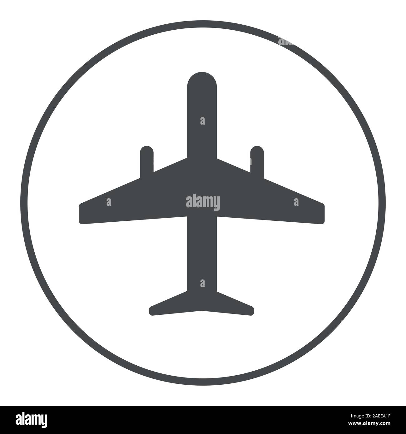 Airplane icon, plane symbol flat label in circle - vector symbol illustration Stock Vector