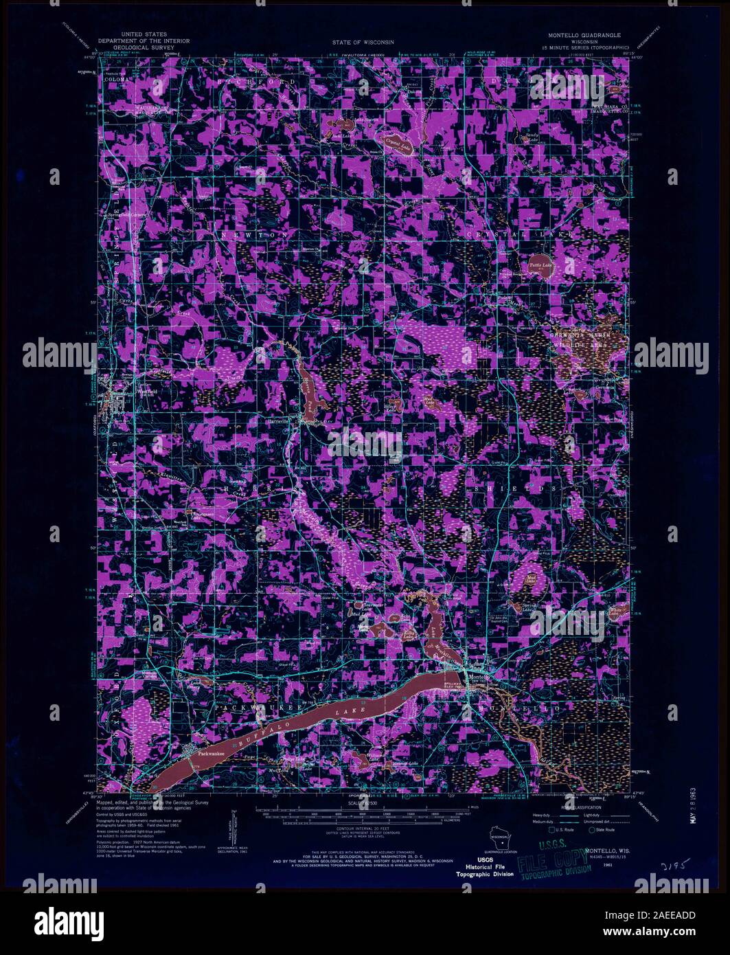 WI Montello 802938 1961 62500 Inverted Restoration Stock Photo Alamy