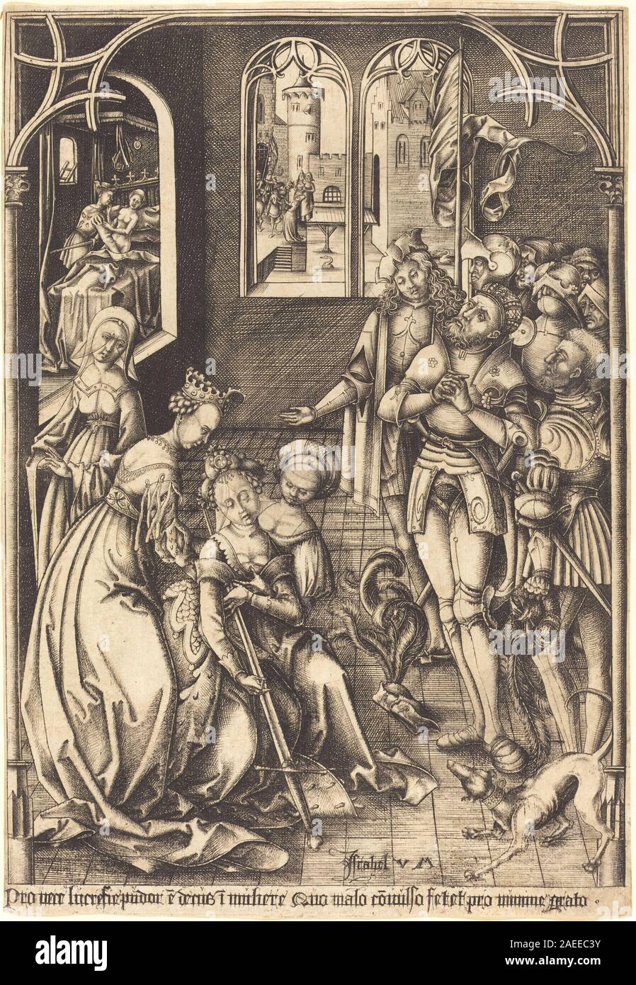 Israhel van Meckenem, The Death of Lucretia, c 1500-1503 The Death of Lucretia; c. 1500/1503 Stock Photo