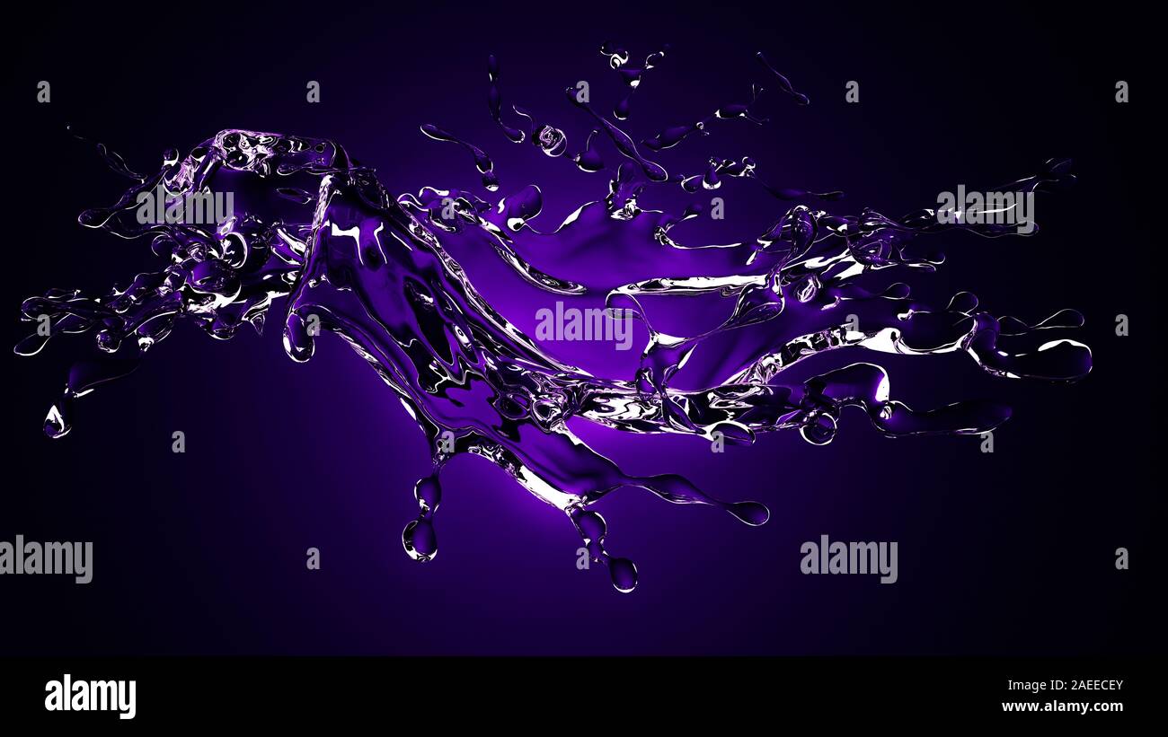 Isolated splash of water with splashes and drops on a black background ...