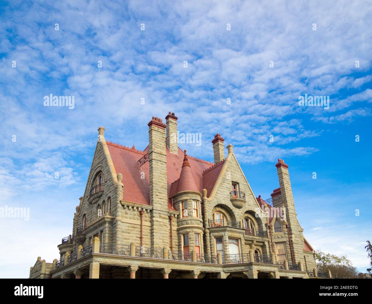 Craigdarroch Castle, a historic, Victorian-era Scottish Baronial mansion in Victoria, British Columbia, Canada, Stock Photo