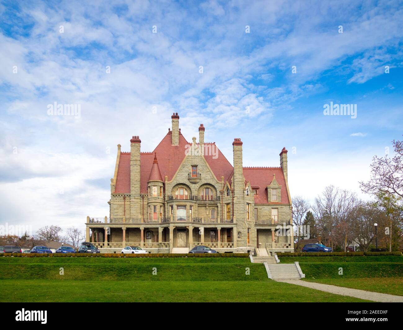Craigdarroch Castle, a historic, Victorian-era Scottish Baronial mansion in Victoria, British Columbia, Canada, Stock Photo
