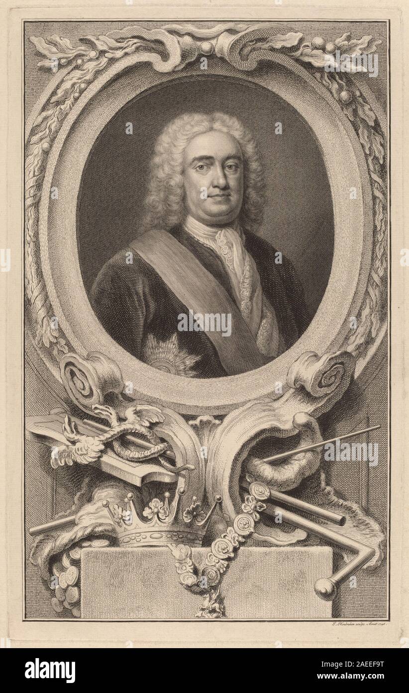 An engraved portrait of Robert Walpole, 1st Earl of Orford, created by ...