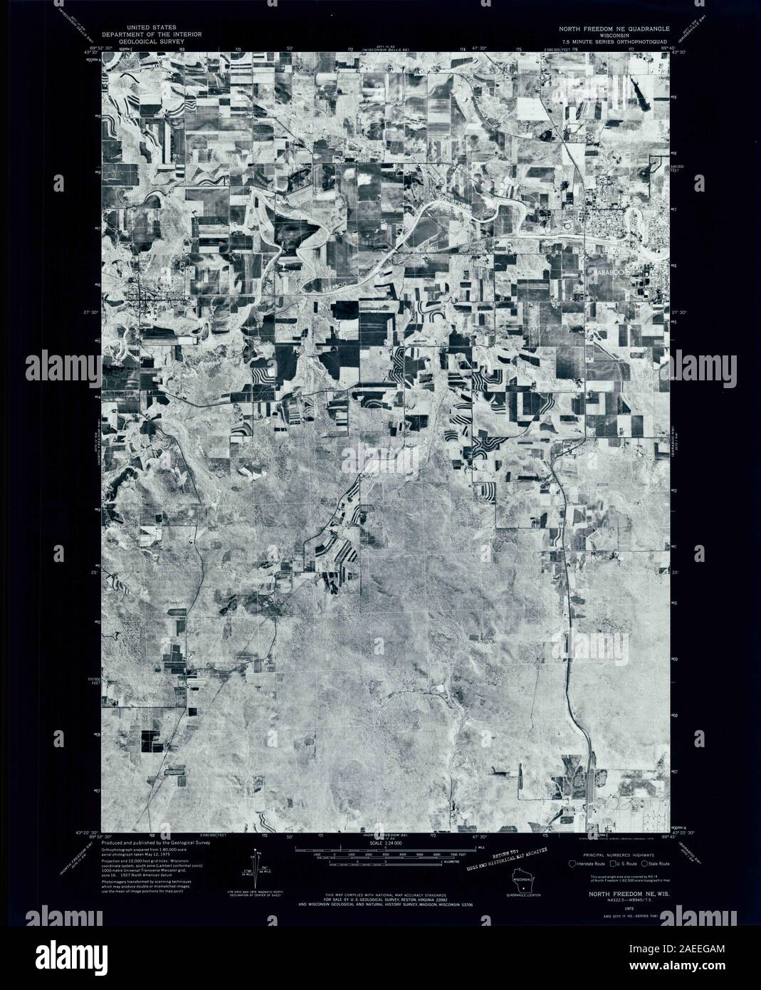 WI North Freedom NE 800444 1975 24000 Inverted Restoration Stock Photo