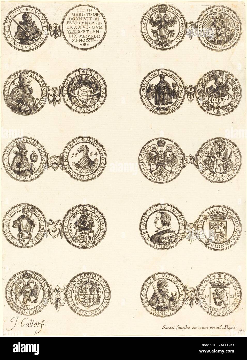 Callot's 'Coins' plate 4 depicts various coins, showing form, detail ...