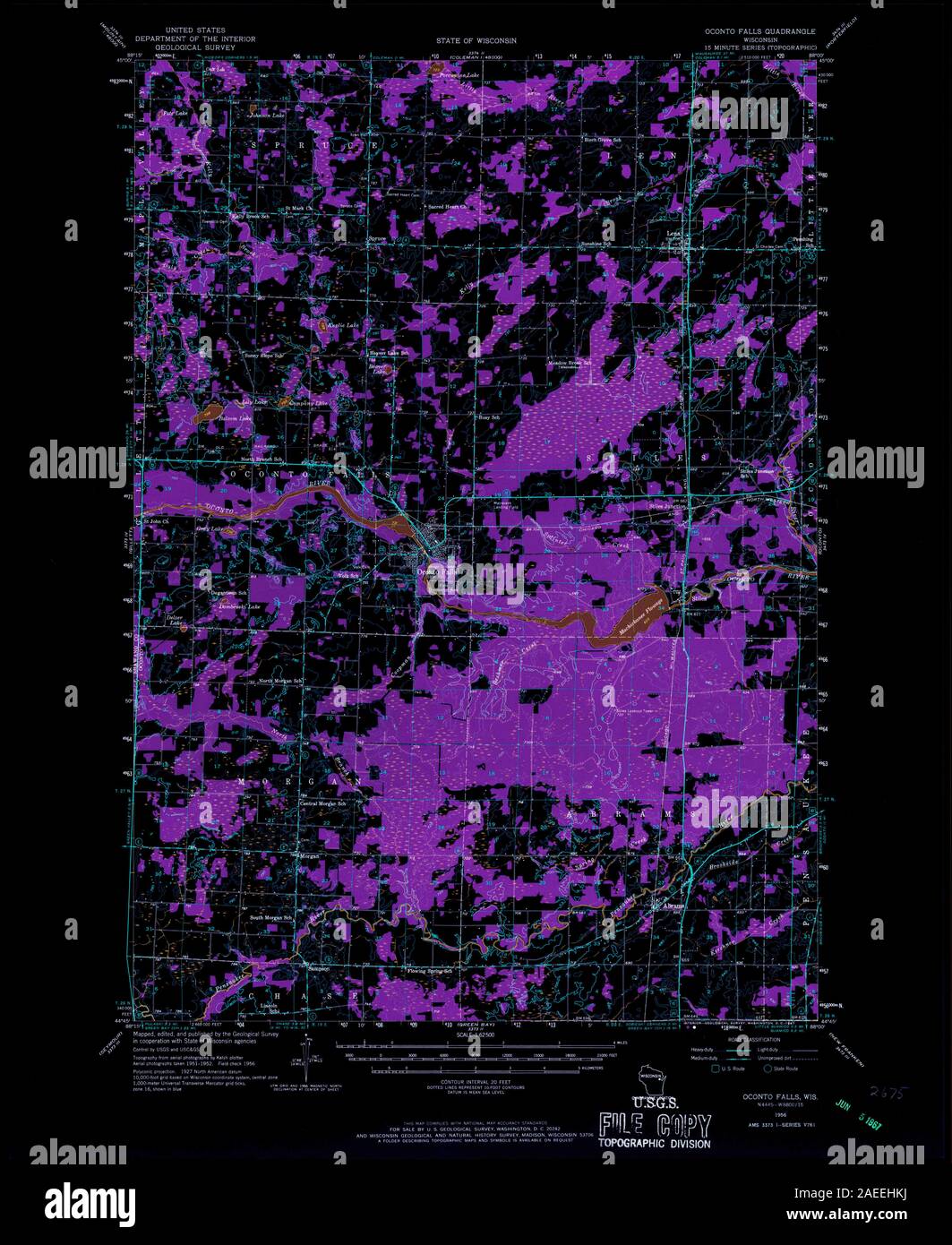 WI Oconto Falls 802910 1956 62500 Inverted Restoration Stock Photo Alamy