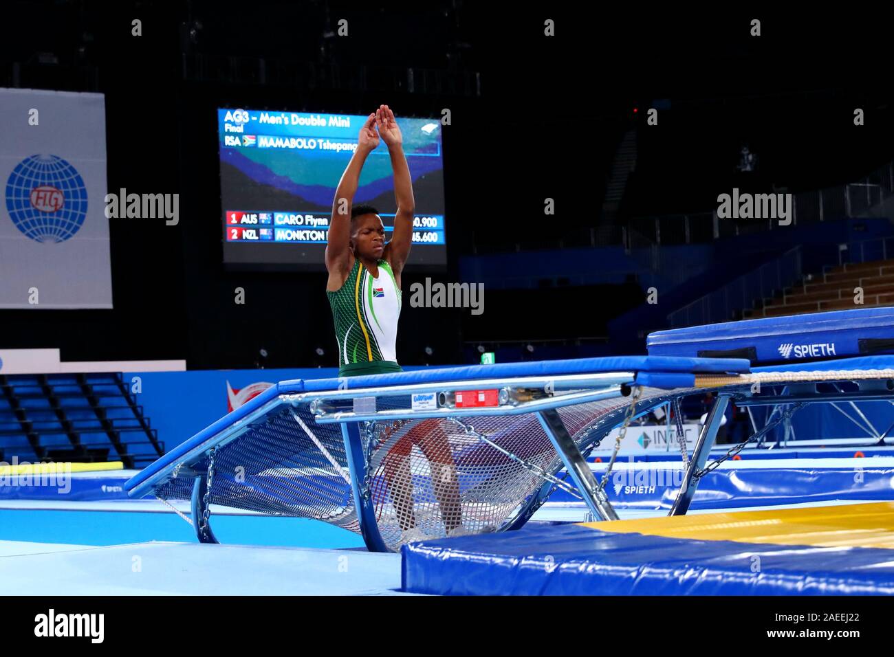 Tokyo, Japan. 8th Dec, 2019. Tshepang Mamabolo (RSA), December 8, 2019 -  Trampoline : 27th FIG Trampoline Gymnastics World Age Group Competitions,  Men's Double Mini (ages of 15-16) Final at Ariake Gymnastics