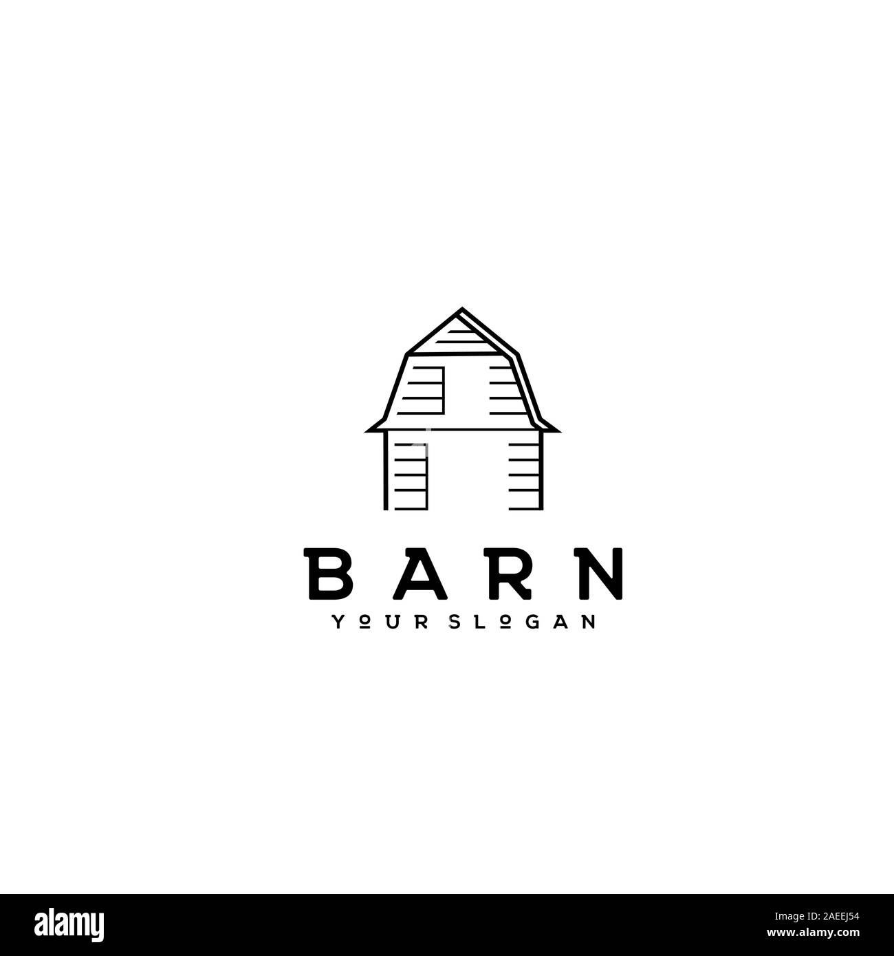 Golden Wood Barn Farm Minimalist Vintage Retro Line Art Logo design