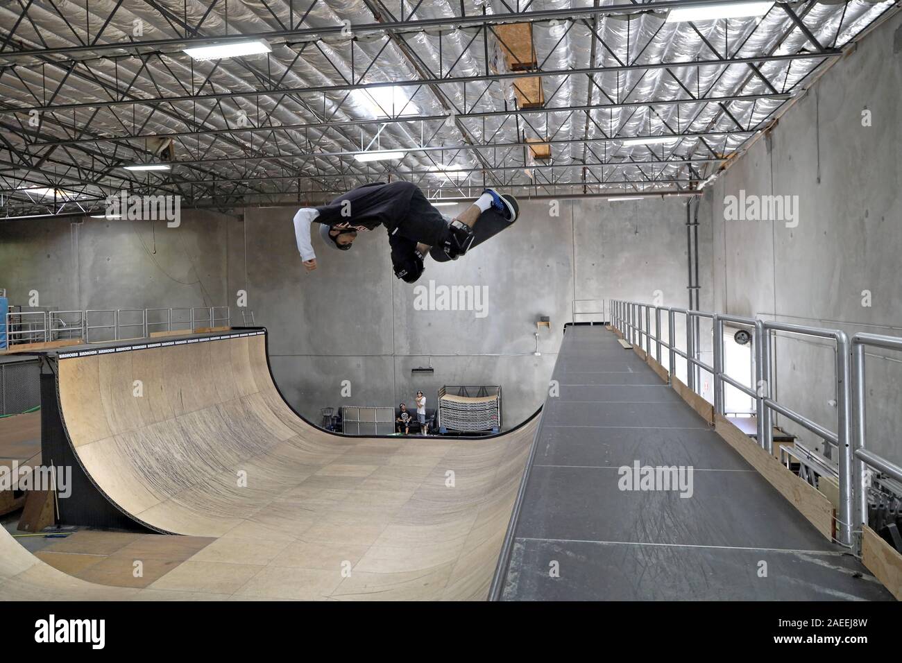 Pro Skaters practice at the Birdhouse Skate warehouse Stock Photo - Alamy