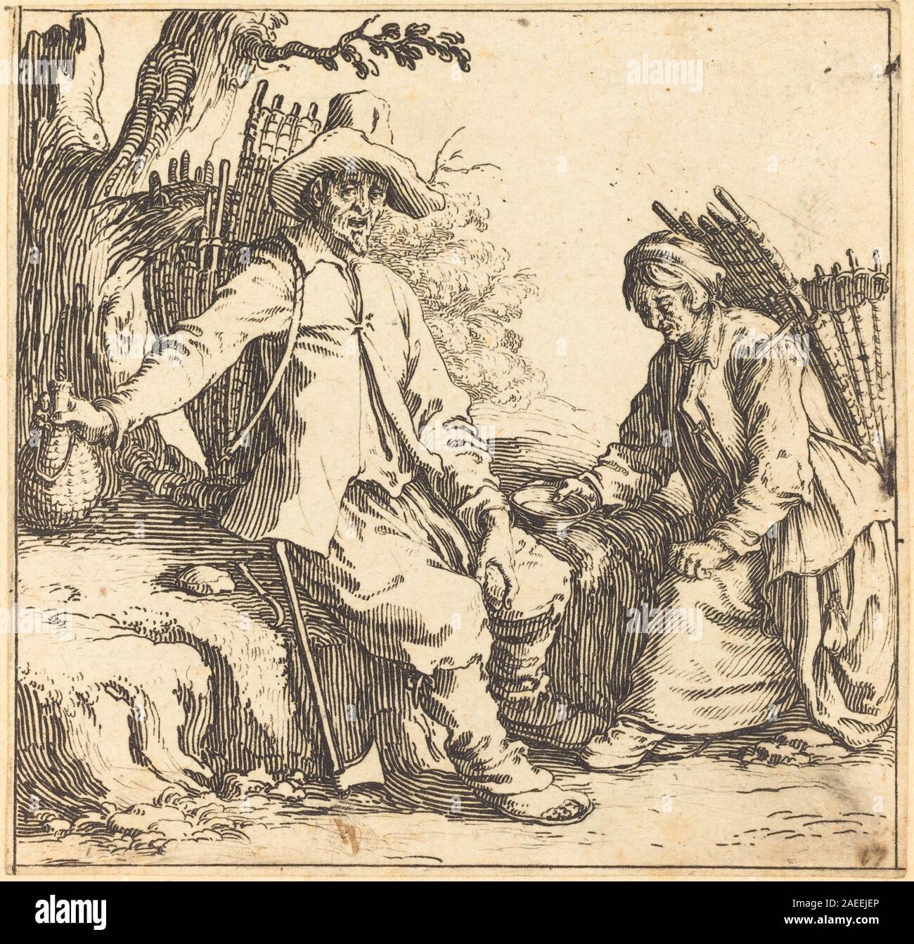 This 1621 etching by Jacques Callot shows a peasant couple resting ...