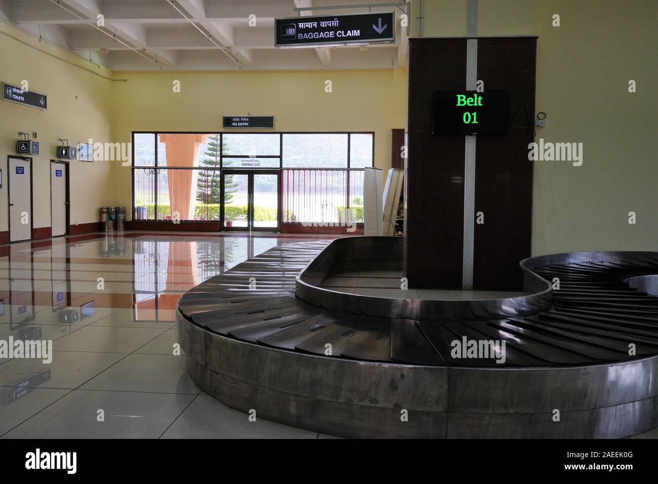 Baggage Belt, Kullu airport interior, Himachal Pradesh, India, Asia Stock Photo