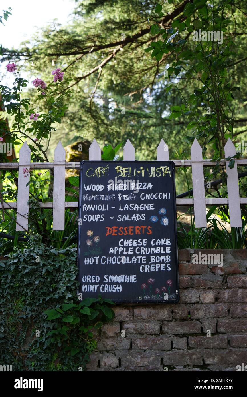 Cafe Bella Vista menu, Manali, Himachal Pradesh, India, Asia Stock Photo