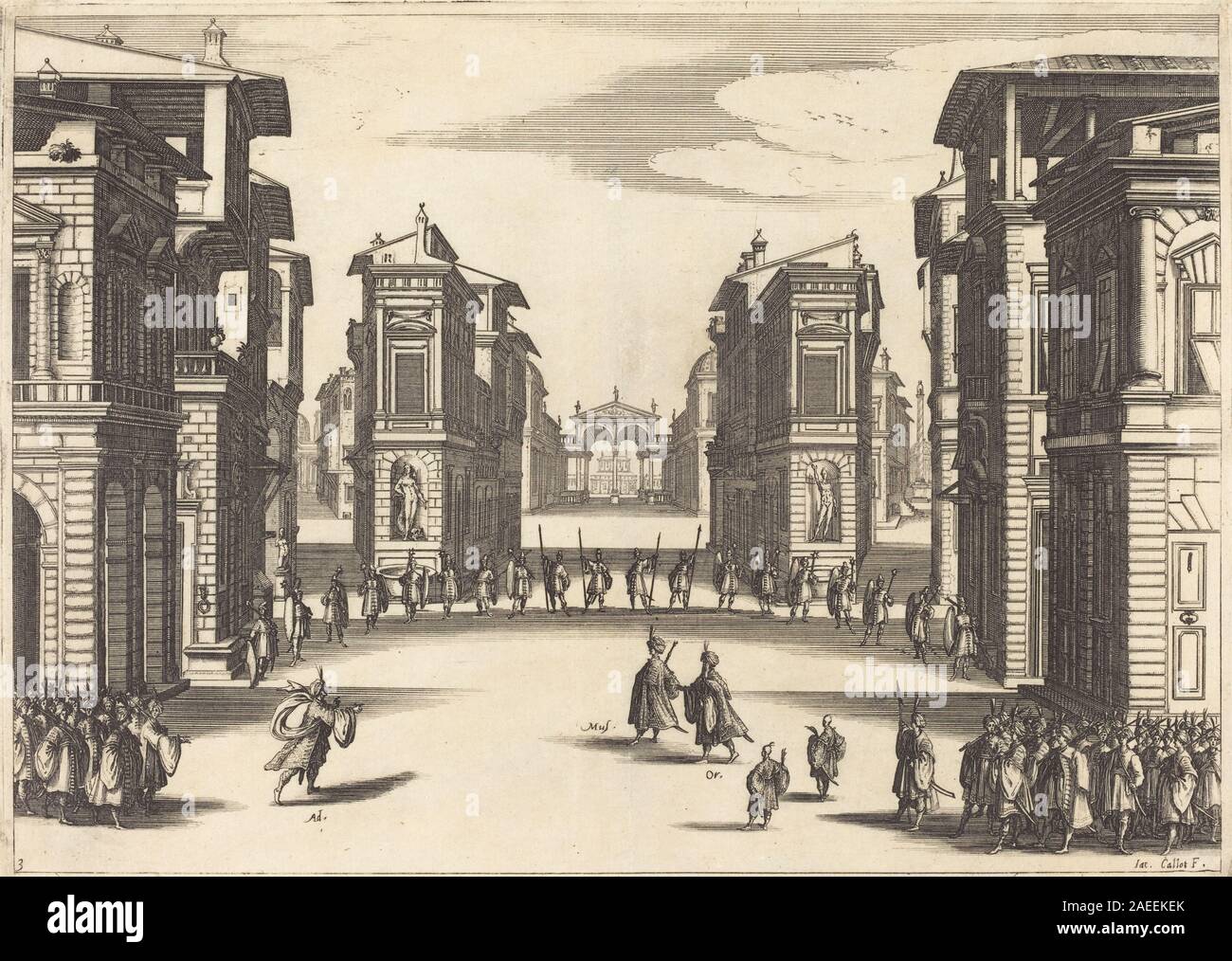 Solimano, Act III by Jacques Callot, created in 1620, illustrates a ...
