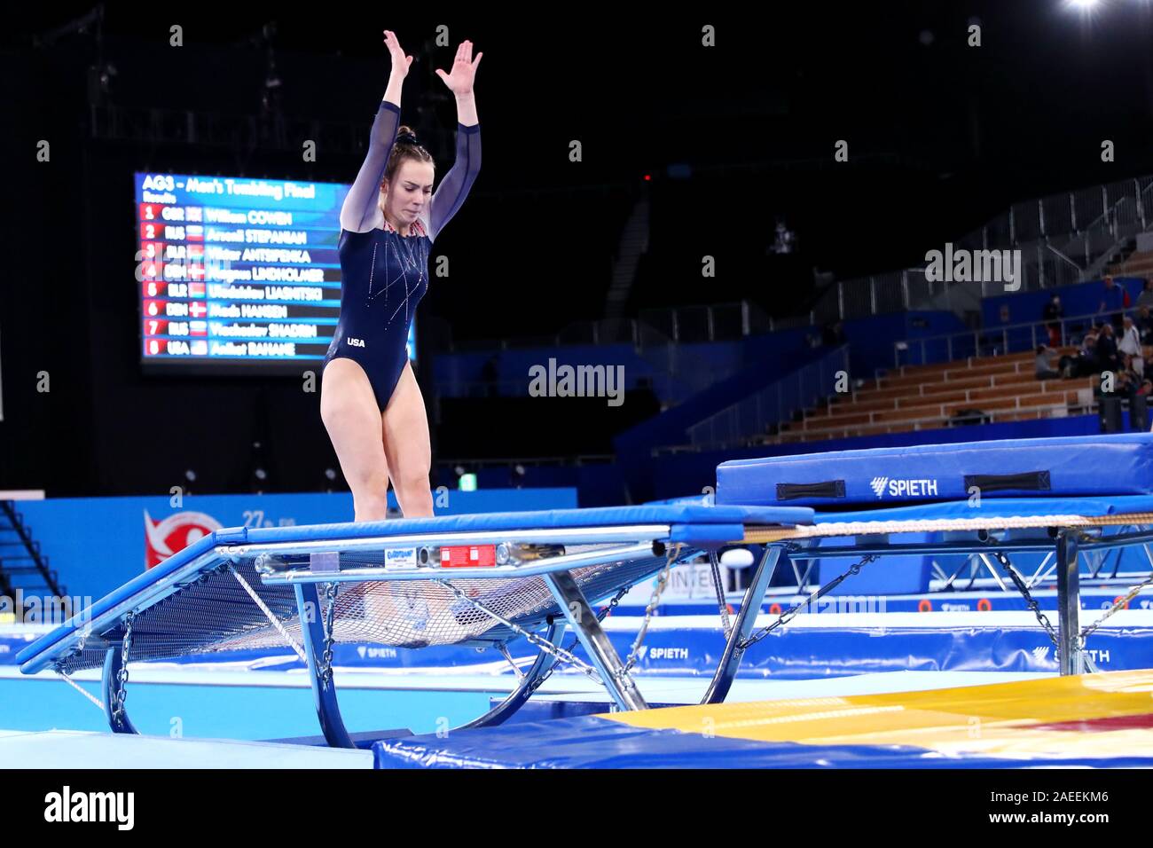 Tokyo, Japan. 5th Dec, 2019. Mikaela Hunter (USA), December 5, 2019 -  Trampoline : 27th FIG Trampoline Gymnastics World Age Group Competitions,  Women's Double Mini (ages of 17-21) Final at Ariake Gymnastics