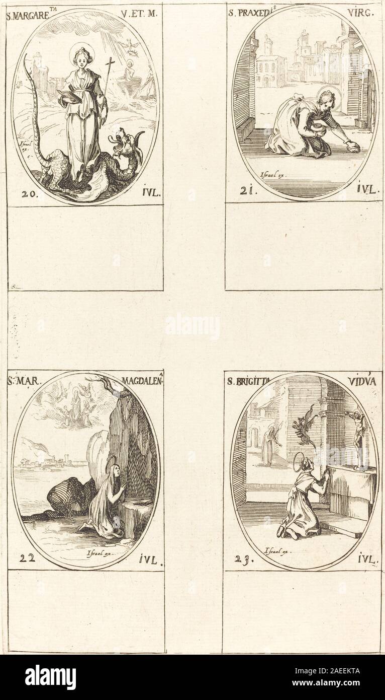 Saint Attributes This etching depicts St Margaret of Antioch, St Praxedes, St Mary ...