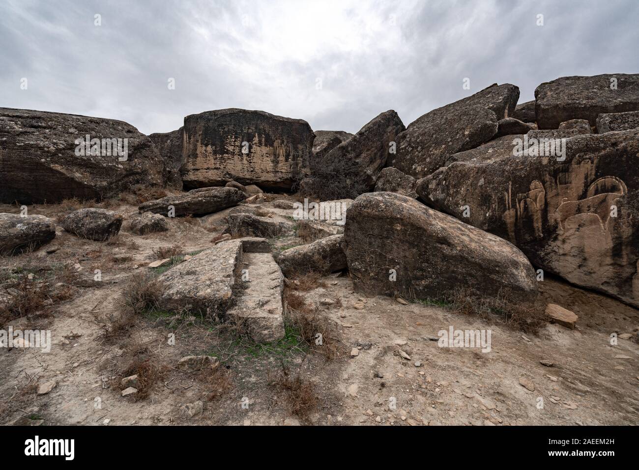 The remains of an ancient civilization. Gobustan  Reserve, Azerbaijan Stock Photo