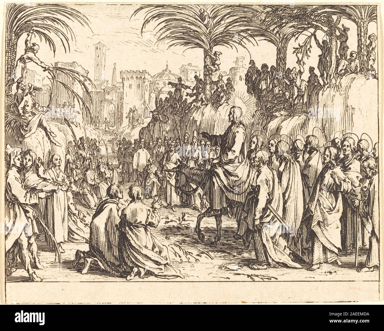 This 1635 etching by Jacques Callot depicts the Entry into Jerusalem ...