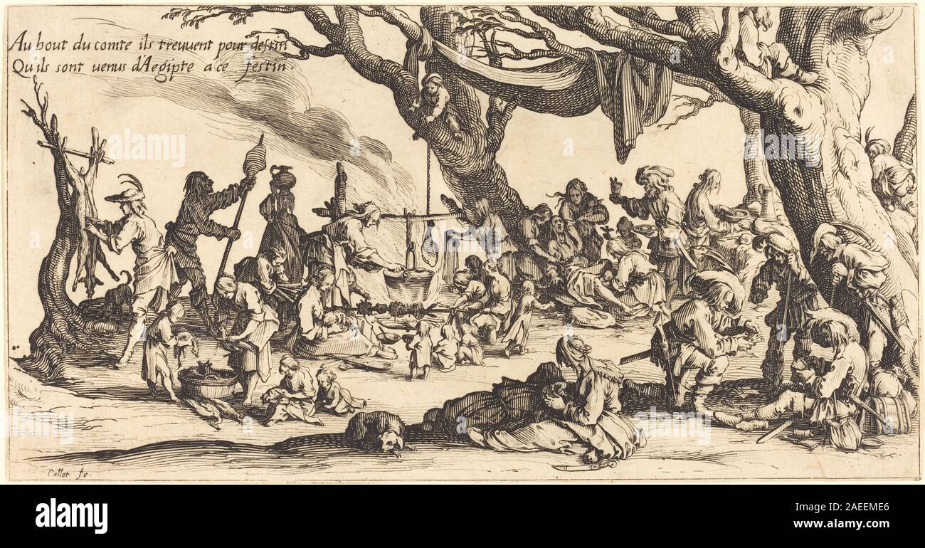 Engraving by Jacques Callot showing a scene titled The Feast of the ...