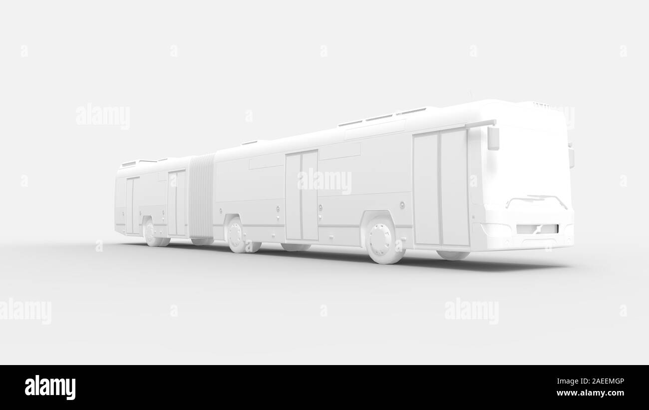 3d rendering of a strecthed public transport bus isolated in studio ...