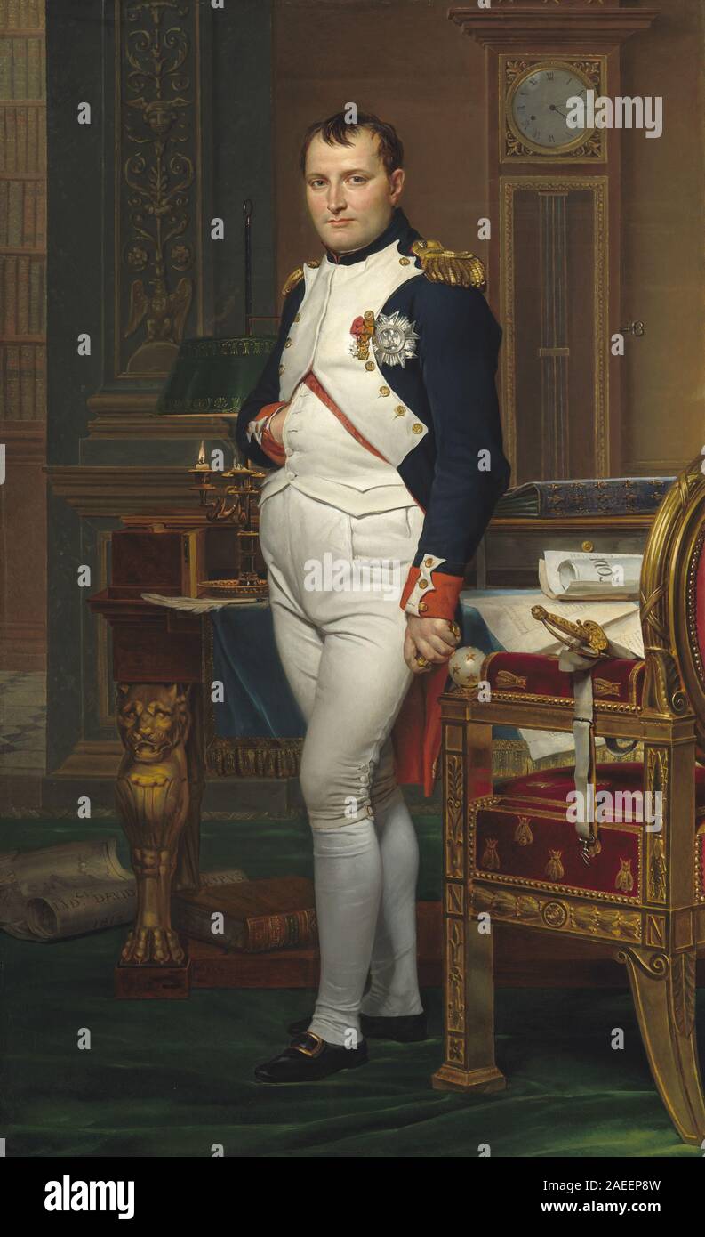 Jacques-Louis David, The Emperor Napoleon in His Study at the Tuileries, 1812 The Emperor Napoleon in His Study at the Tuileries; 1812date Stock Photo