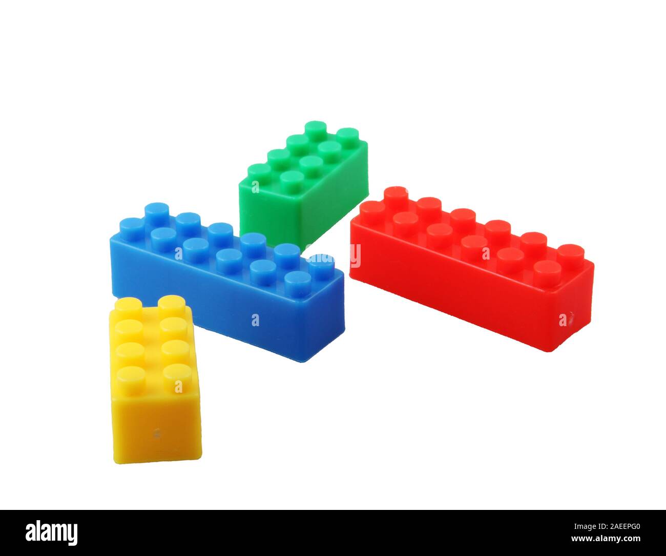 Plastic Building Blocks Toys For Kids Against White Background