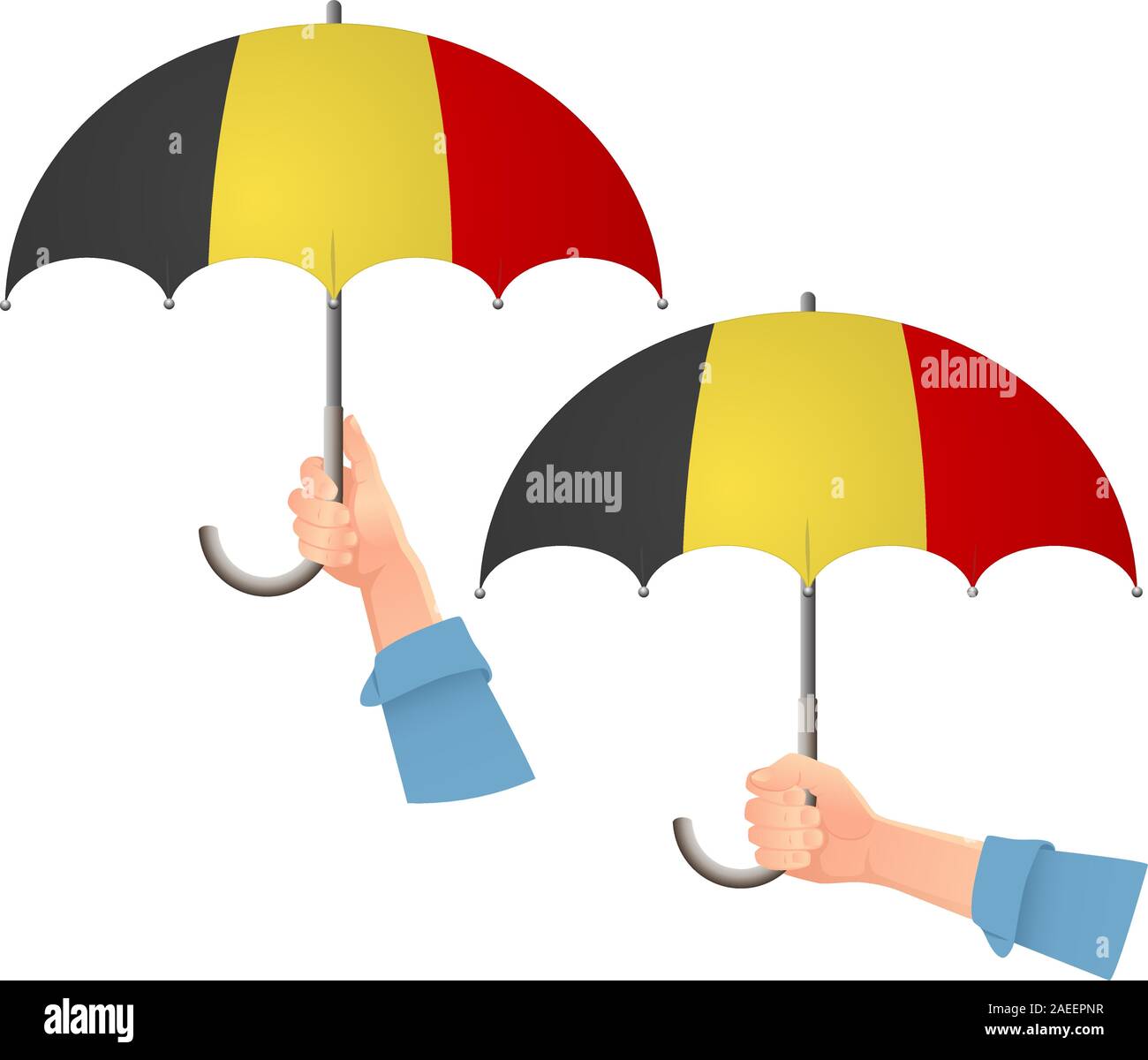 Belgium flag umbrella. Social security concept. National flag of Belgium vector illustration Stock Vector