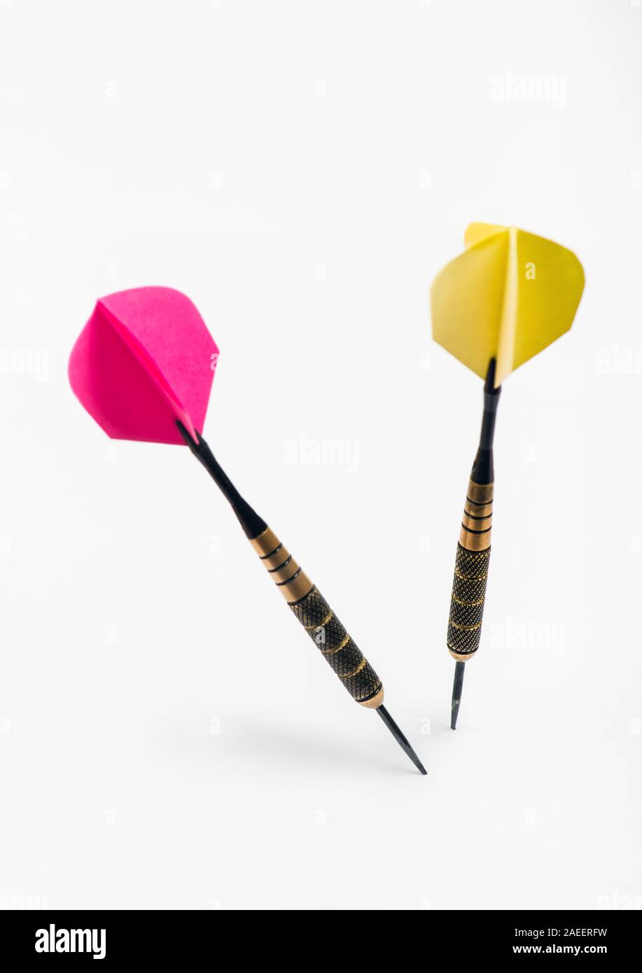 Dart arrows on white background. Competition concept Stock Photo