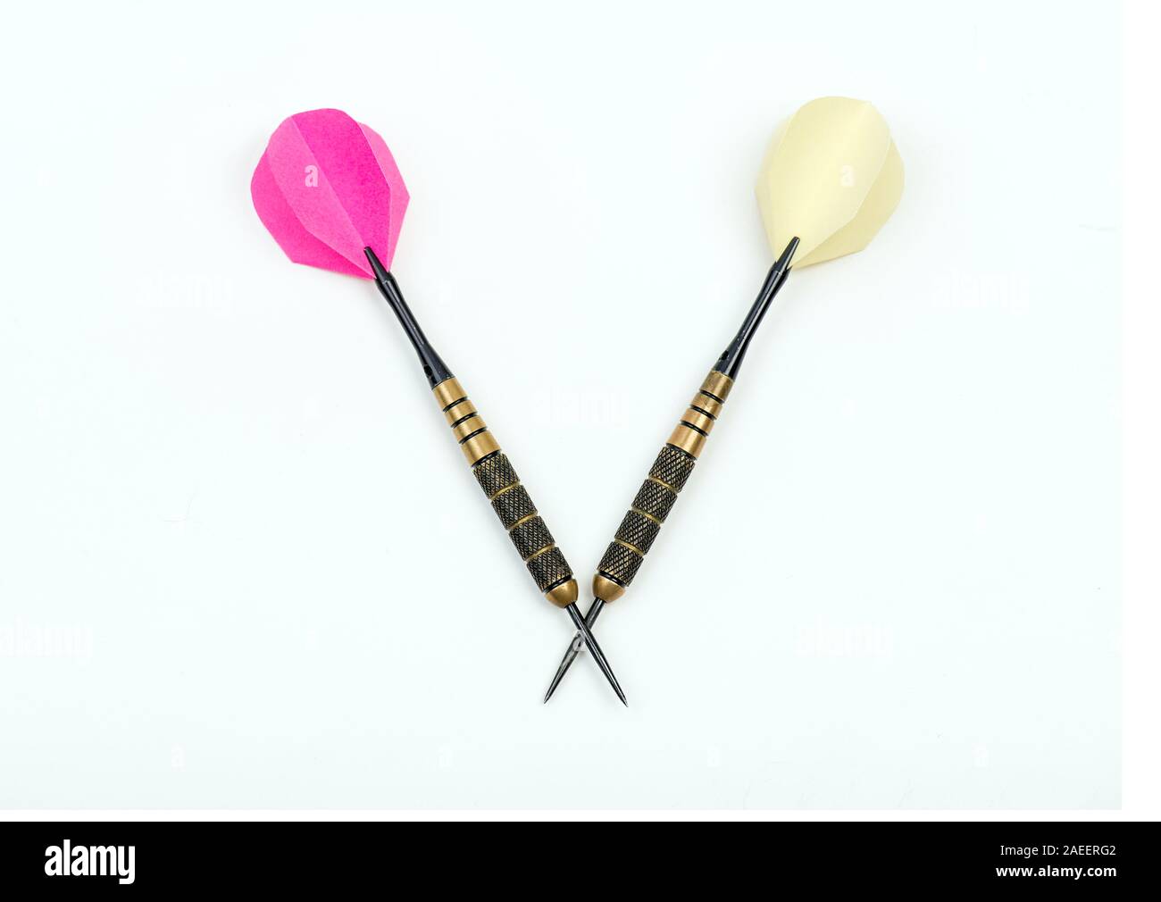 Dart arrows on white background. Competition concept Stock Photo