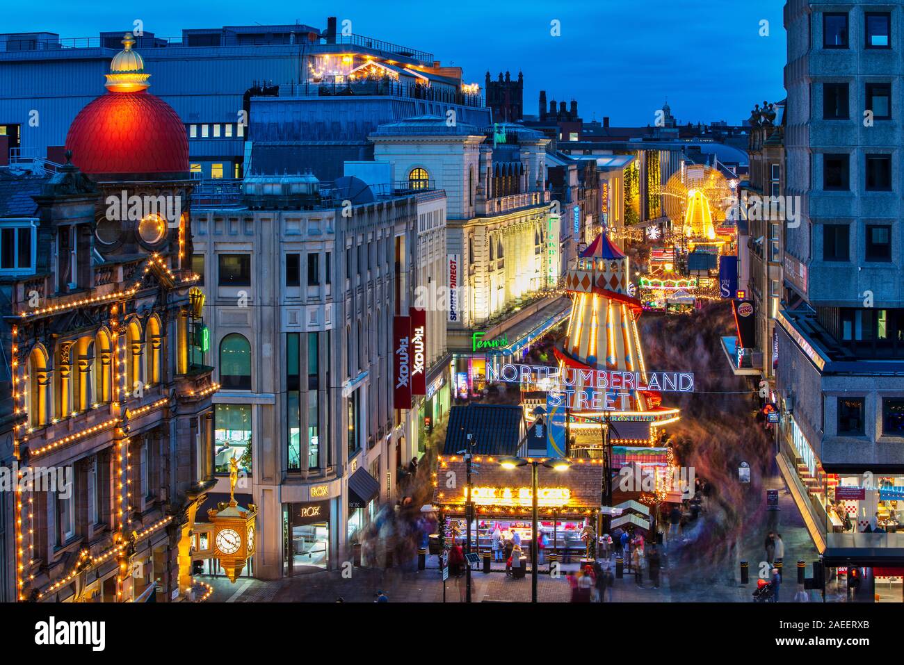 Christmas lights in Northumberland Street, Newcastle upon Tyne, Tyne and Wear, England, United Kingdom Stock Photo