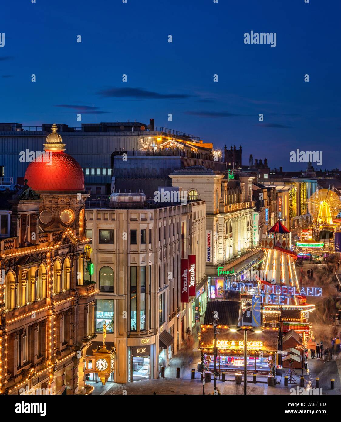 Christmas lights in Northumberland Street, Newcastle upon Tyne, Tyne and Wear, England, United Kingdom Stock Photo