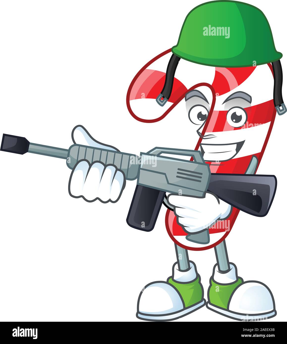 A cartoon style of christmas candy cane Army with machine gun Stock Vector Image & Art Alamy