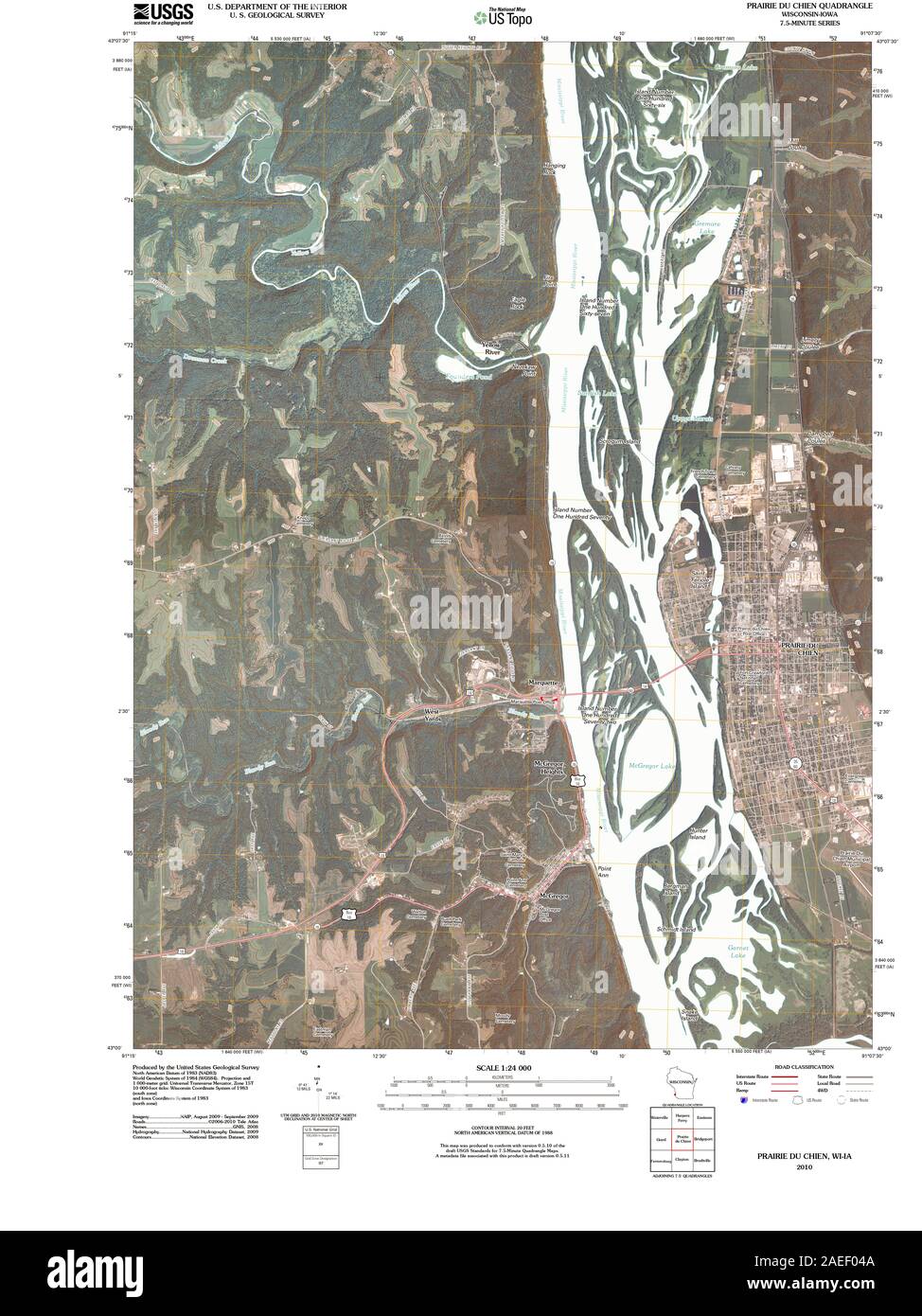 High-resolution stock photography map of Prairie du Chien