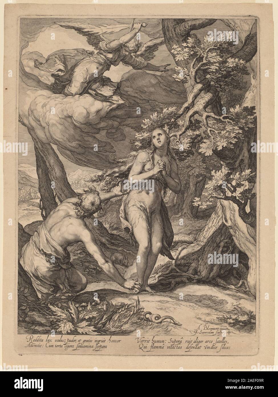 Jan Pietersz Saenredam after Abraham Bloemaert, Expulsion from Eden, 1604 Expulsion from Eden; 1604date Stock Photo