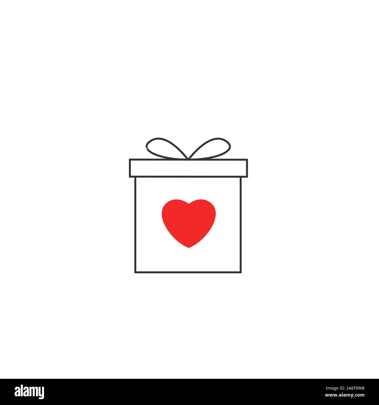 Gift box with red heart icon. Happy Valentine's day symbol Stock Vector ...