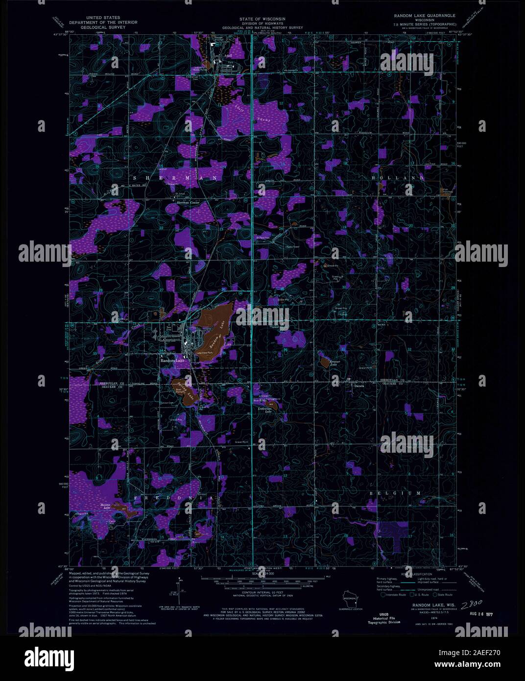 WI Random Lake 800566 1974 24000 Inverted Restoration Stock Photo Alamy