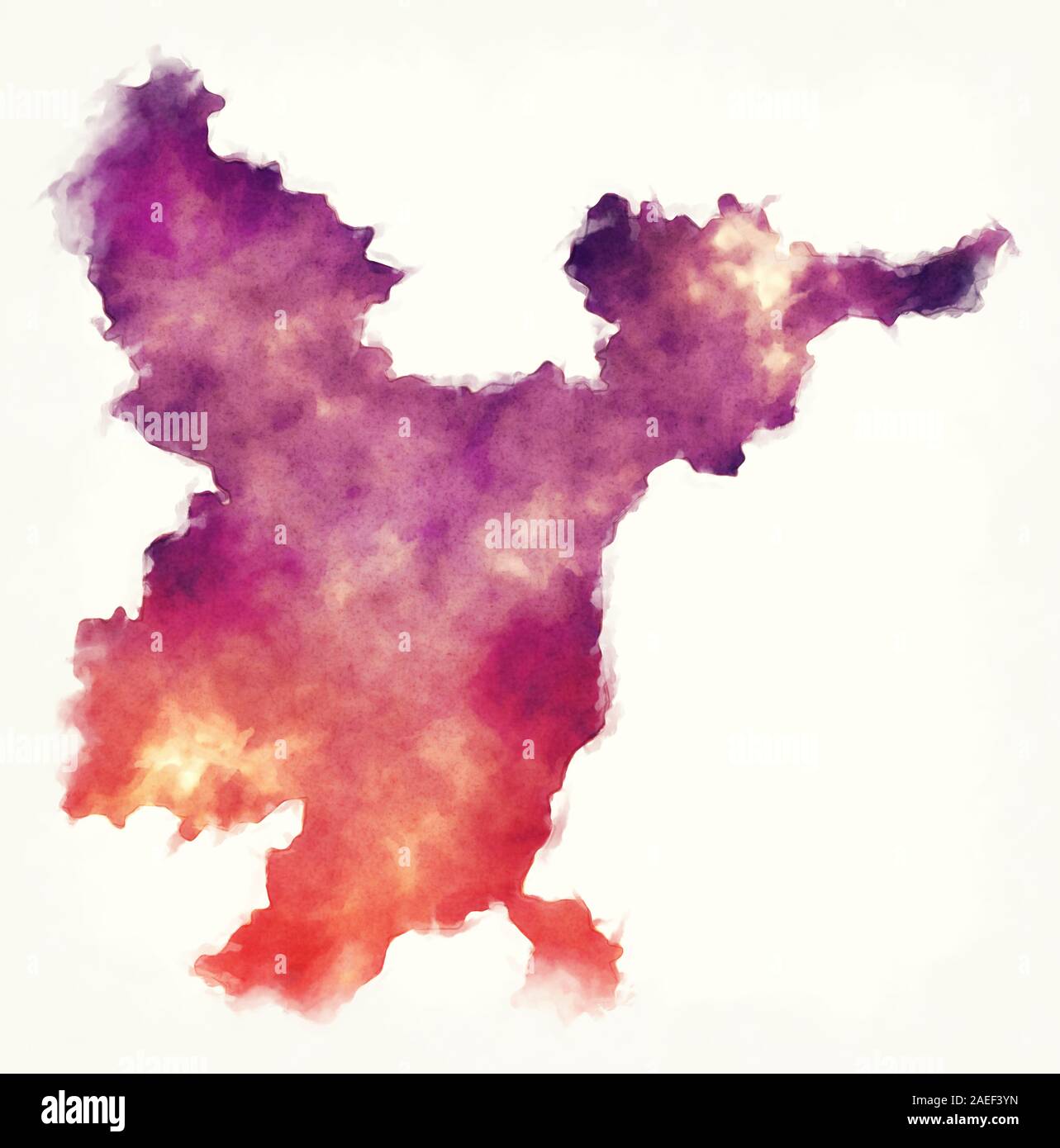 Vilnius county watercolor map of Lithuania Stock Photo