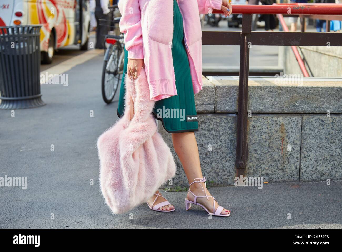 pink fluffy balenciaga bag