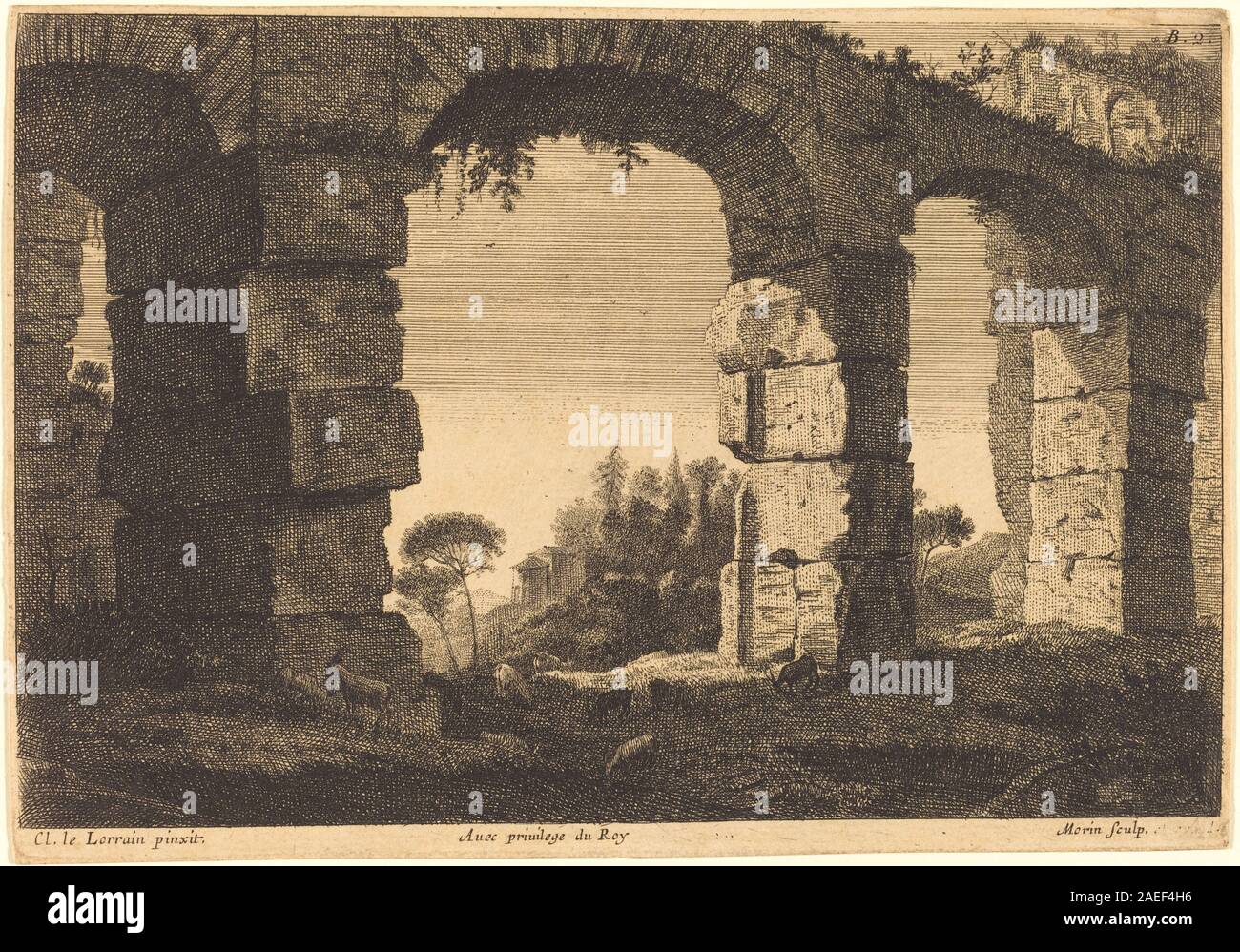 Jean Morin after Claude Lorrain, Ruins of an Aquaduct Ruins of an Aquaduct Stock Photo