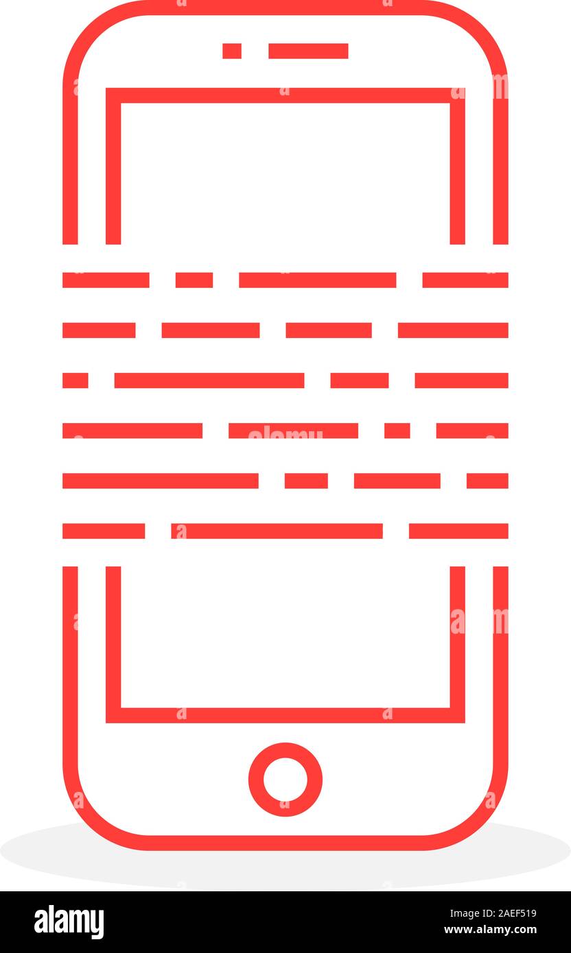 red thin line phone like ebook or messaging Stock Vector