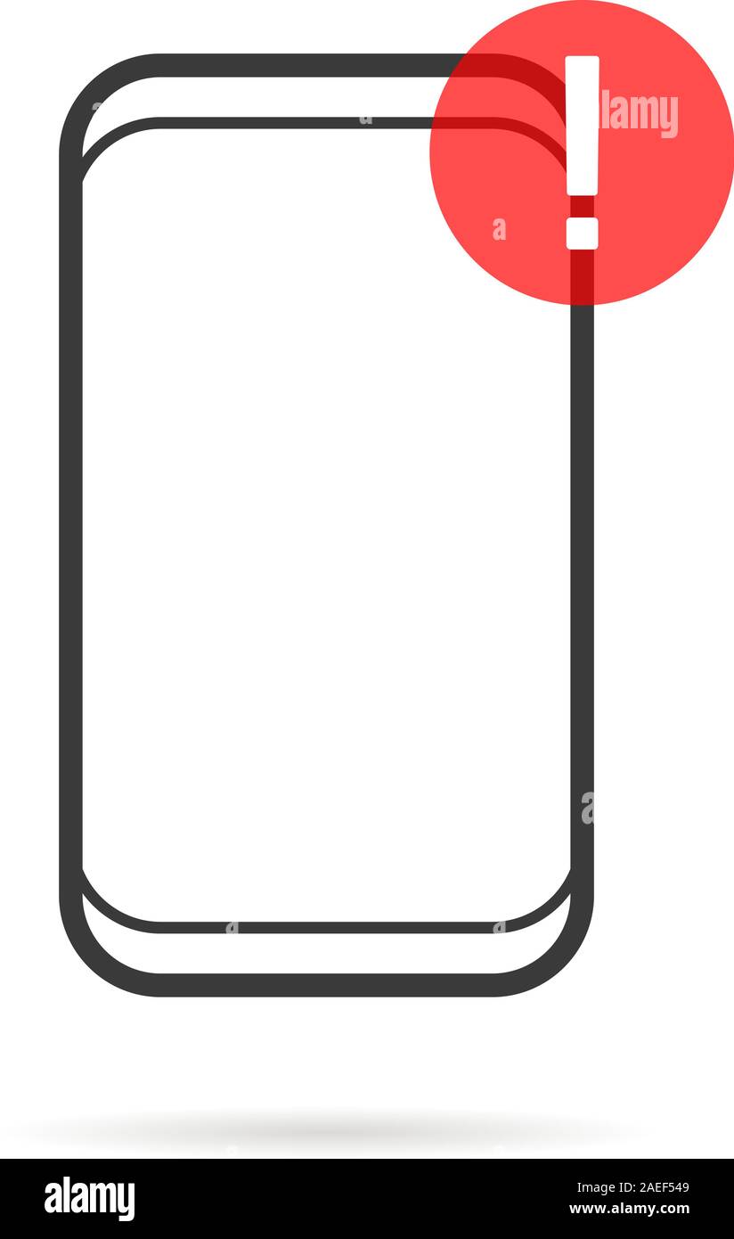 alert notification on thin line frameless phone Stock Vector