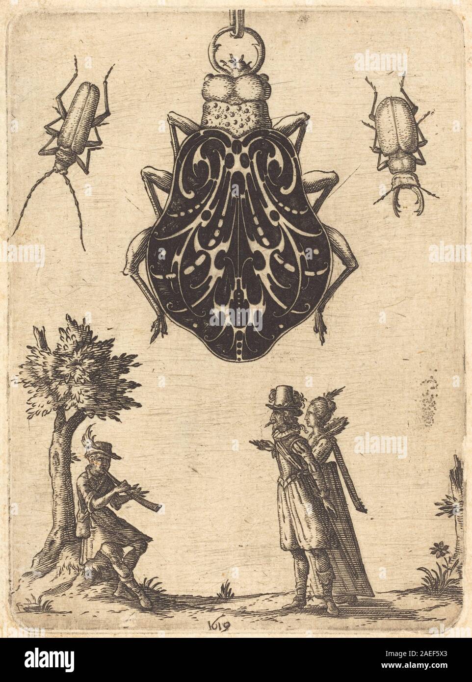 Jean Toutin, Design for a Beetle-Shaped Pendant, 1619 Design for a Beetle-Shaped Pendant; 1619date Stock Photo