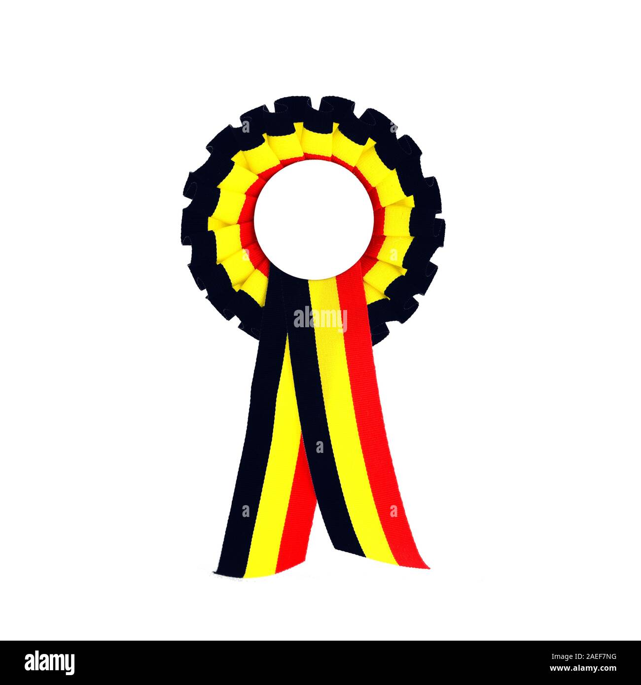 belgium country flag ribbon symbol black yellow red Stock Photo