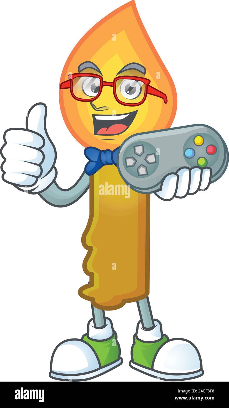 cute geek gamer gold candle cartoon character style Stock Vector Image ...