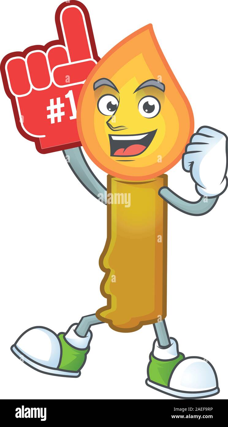Foam finger gold candle on mascot cartoon style Stock Vector Image ...