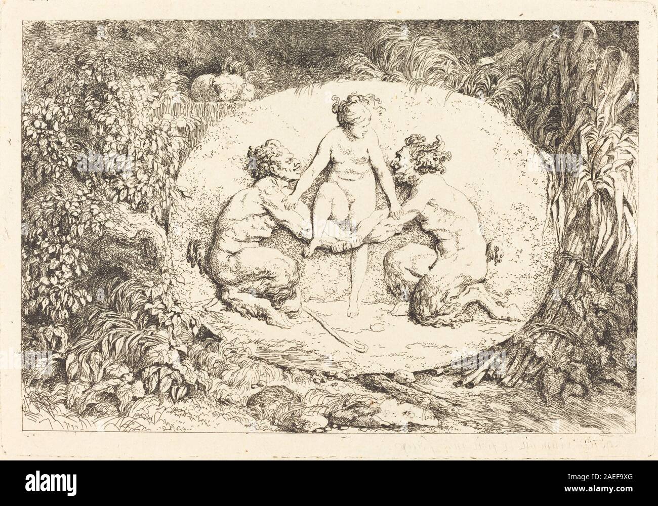Jean-Honoré Fragonard, Nymph Supported by Two Satyrs (Nymphe s'asseyant sur les mains de deux satyres), 1763 Nymph Supported by Two Satyrs (Nymphe s'asseyant sur les mains de deux satyres); 1763date Stock Photo