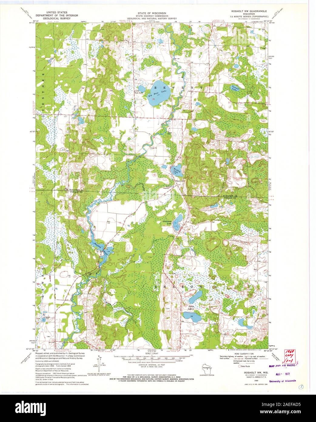 WI Rosholt NW 501809 1969 24000 Restoration Stock Photo Alamy