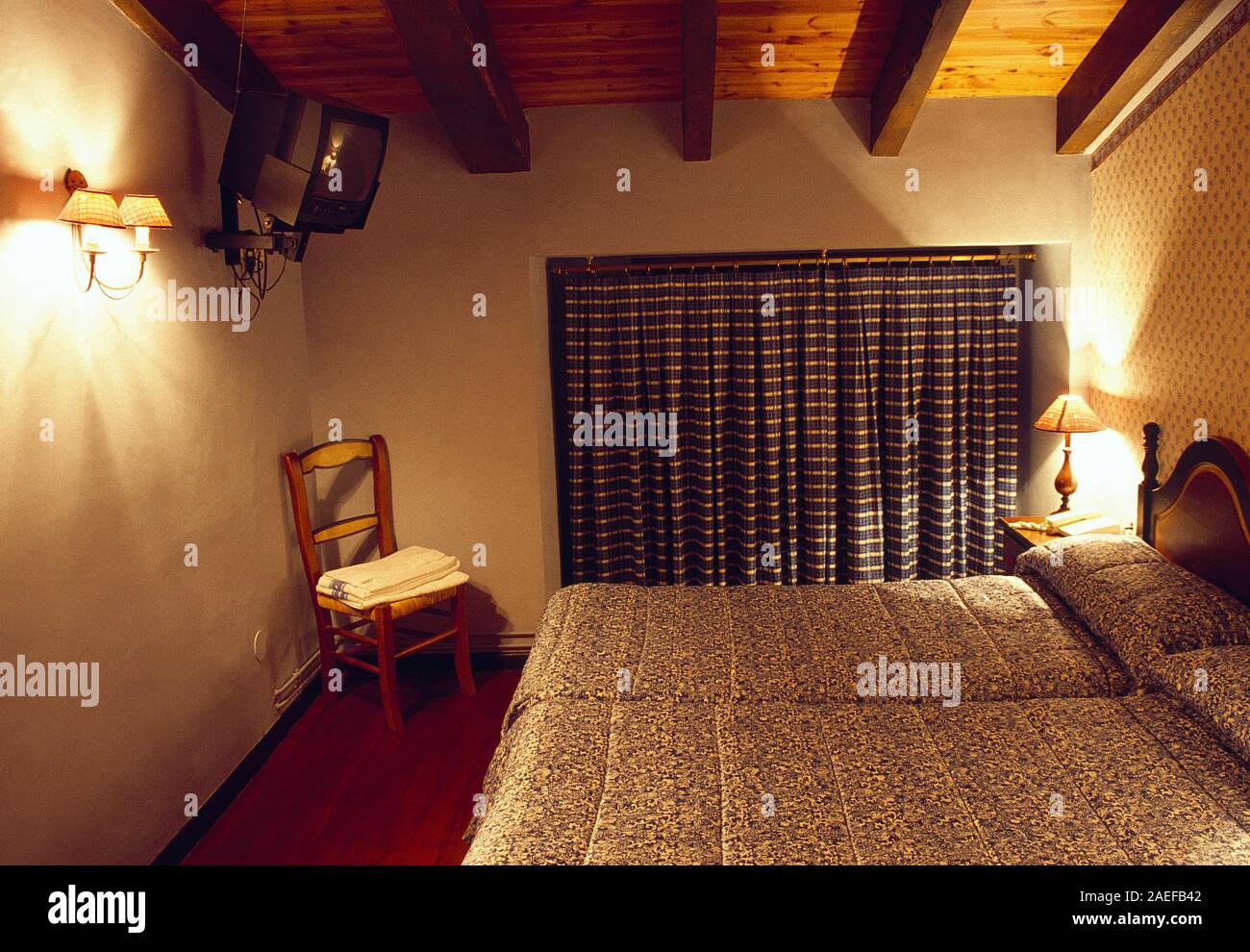 Bedroom in rural house. La Rioja, Spain. Stock Photo