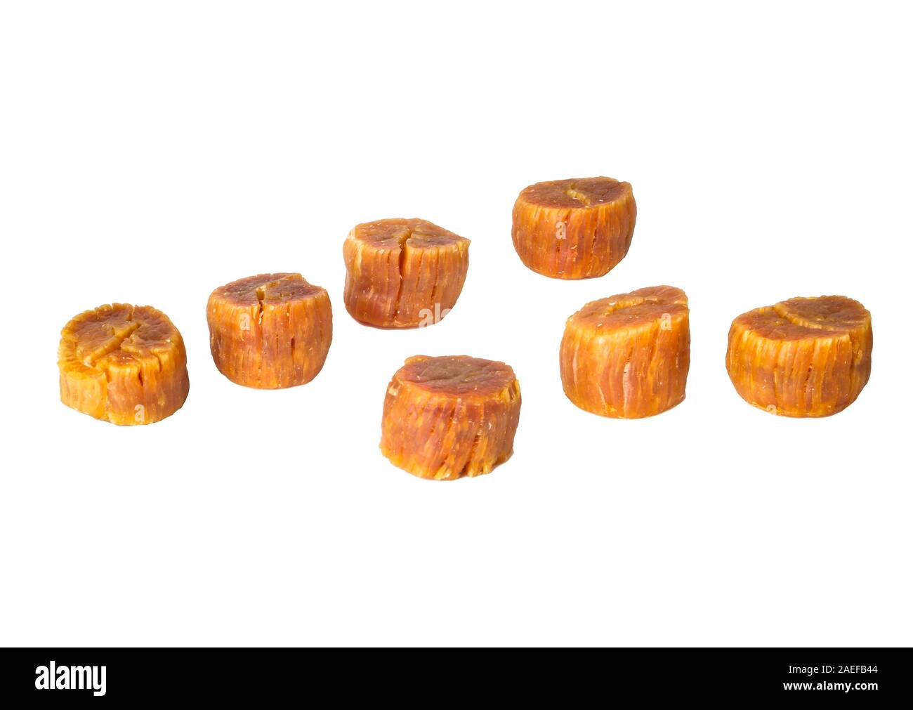 dried scallop or chinese dry scallop on white background Stock Photo