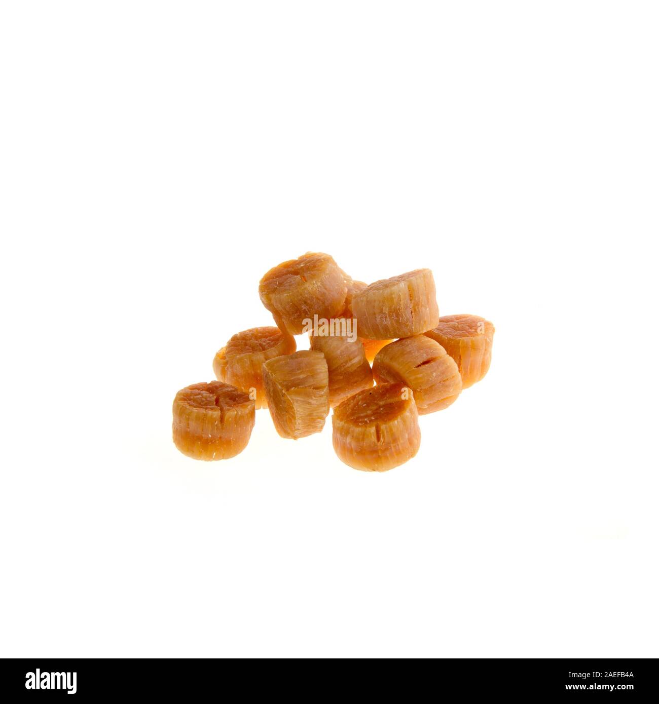 dried scallop or chinese dry scallop on white background Stock Photo