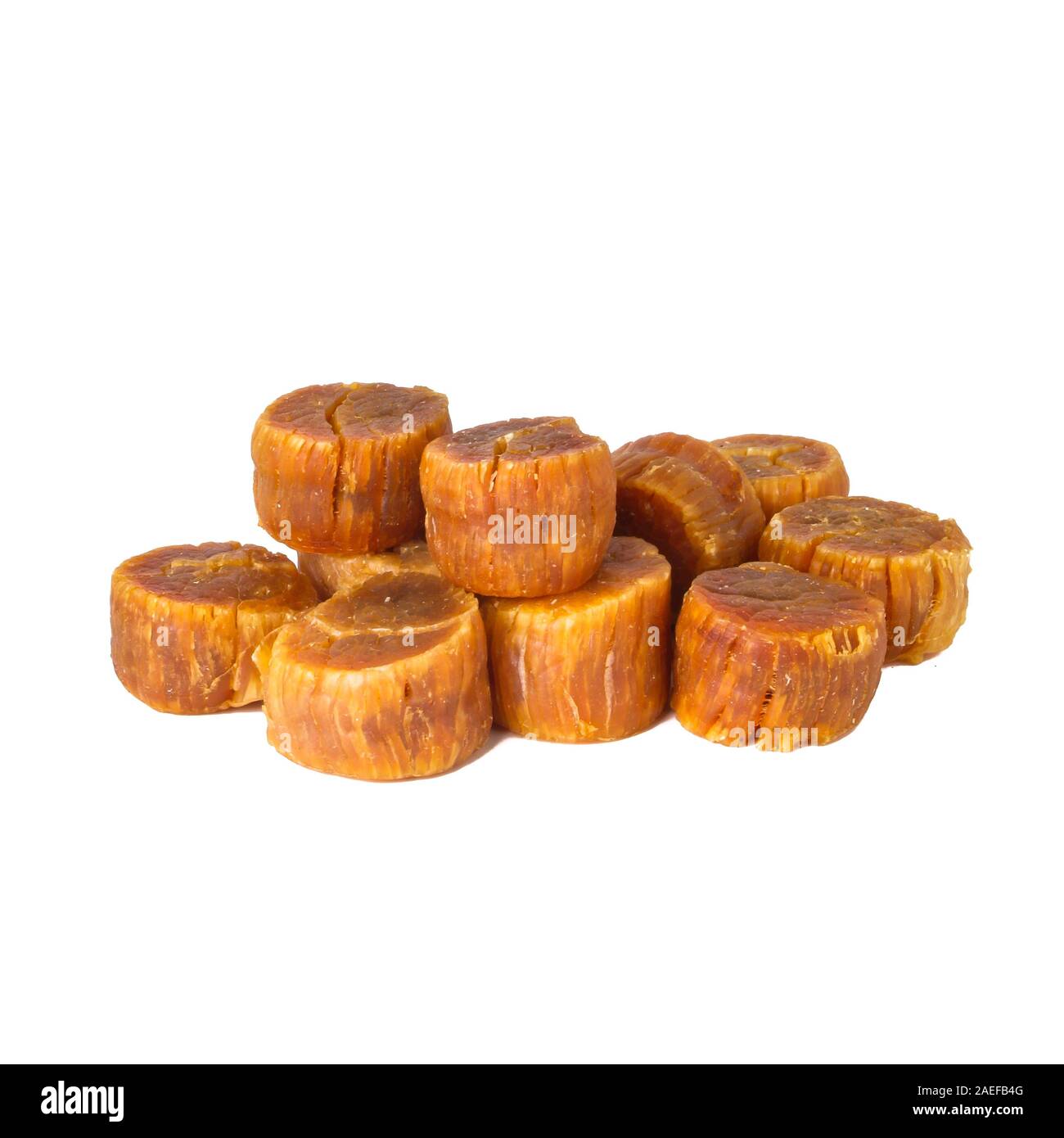 dried scallop or chinese dry scallop on white background Stock Photo